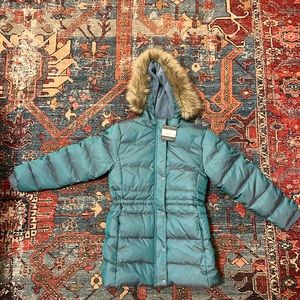 XS Eddie Bauer girls metallic teal winter coat with fleece lining